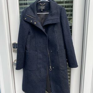 NWOT. Ann Taylor Black/Blue Boucle Jacket.